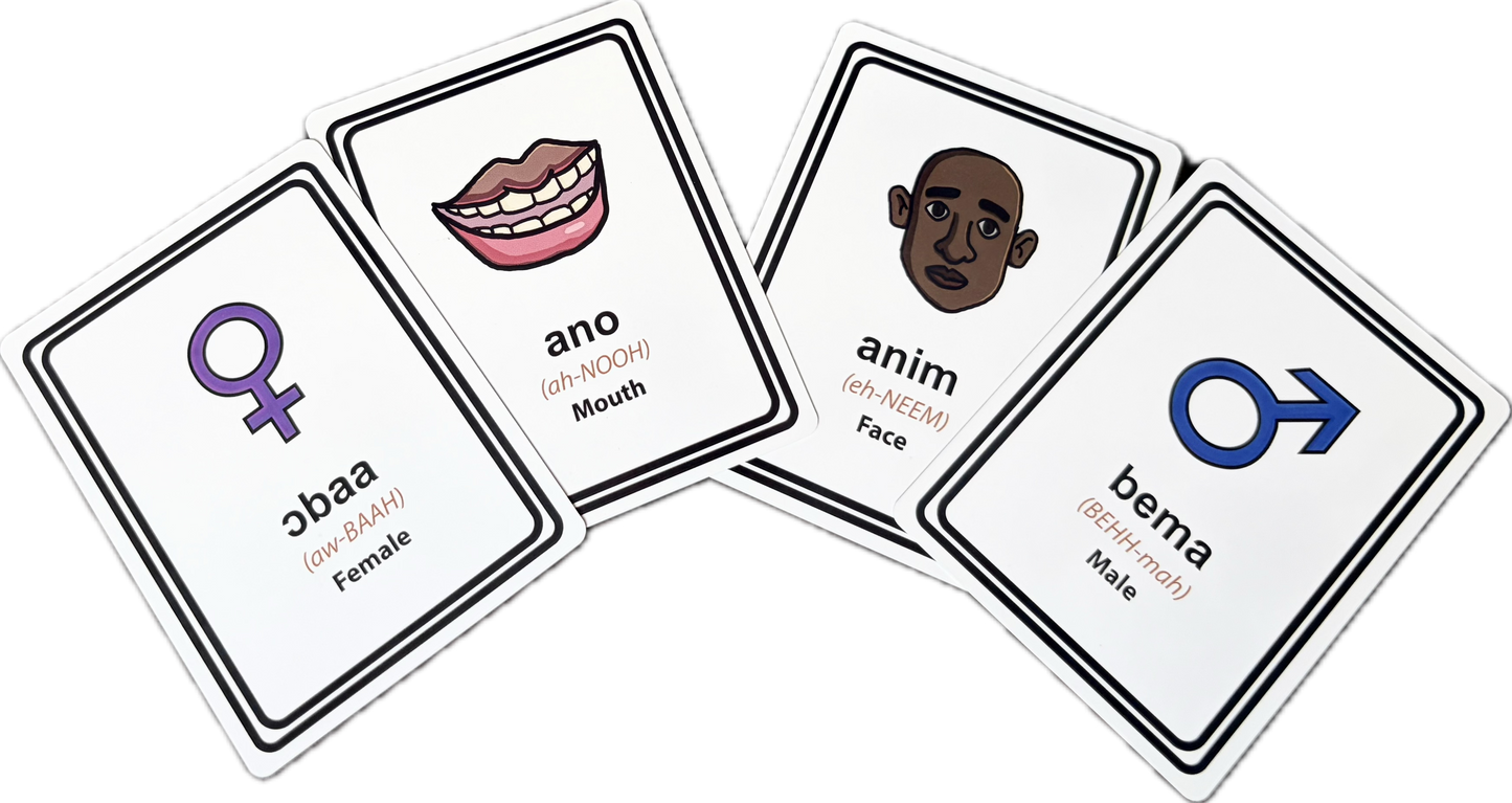 Four cards with gender symbols and labels on a white background