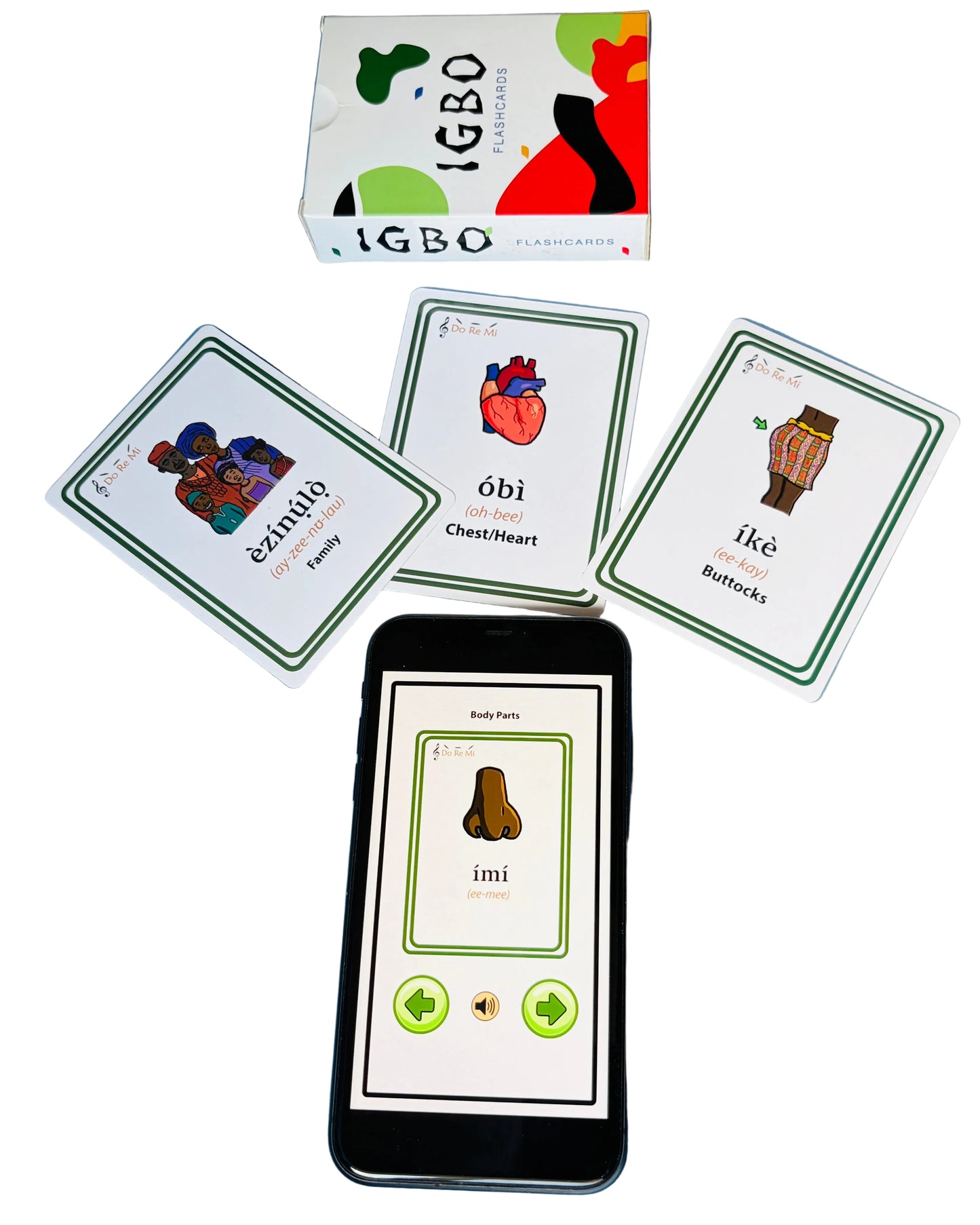 Igbo language cards with an iphone